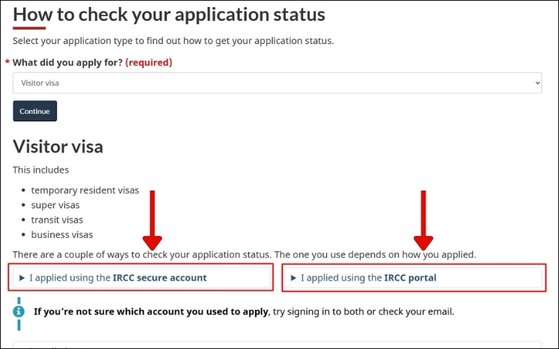 Chọn hình thức đăng nhập