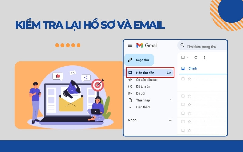 Kiểm tra hồ sơ và email
