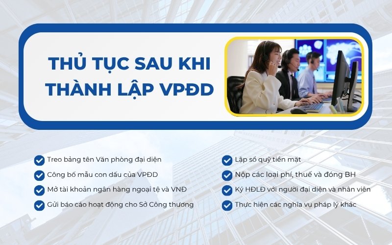 Những việc cần làm sau khi thành lập Văn phòng đại diện thương nhân nước ngoài