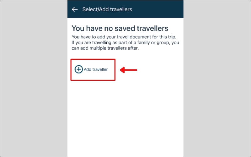 Chọn Add traveller