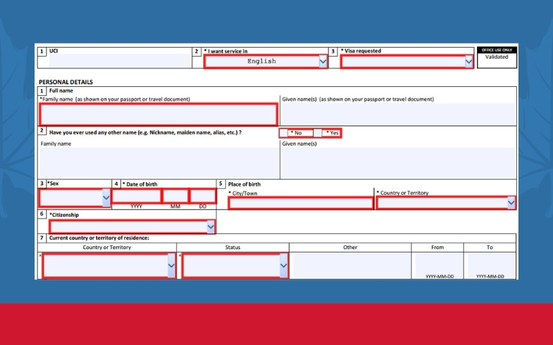 Thông tin tờ khai xin visa Canada form IMM5257