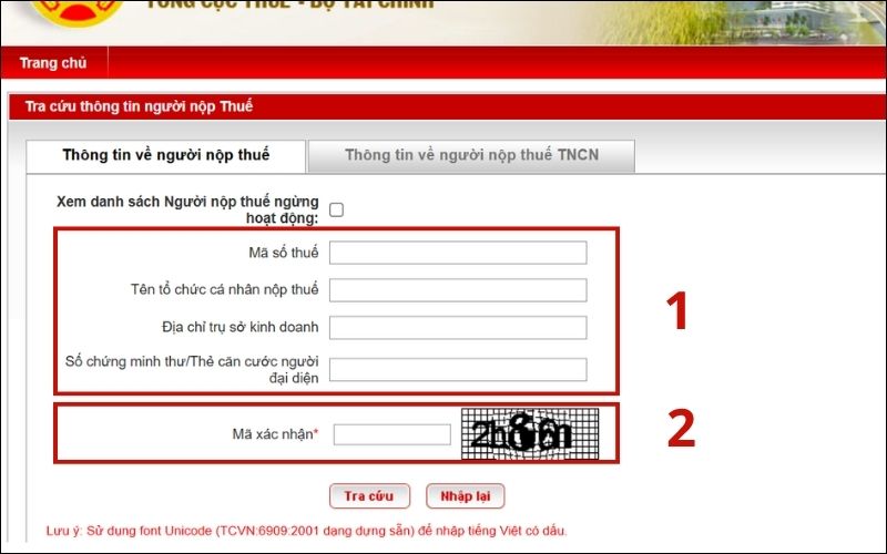 Tra cứu mã số thuế doanh nghiệp trên trang của Tổng cục thuế 