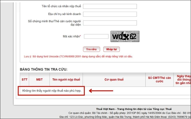 Tra cứu mã số thuế doanh nghiệp trên trang của Tổng cục thuế 