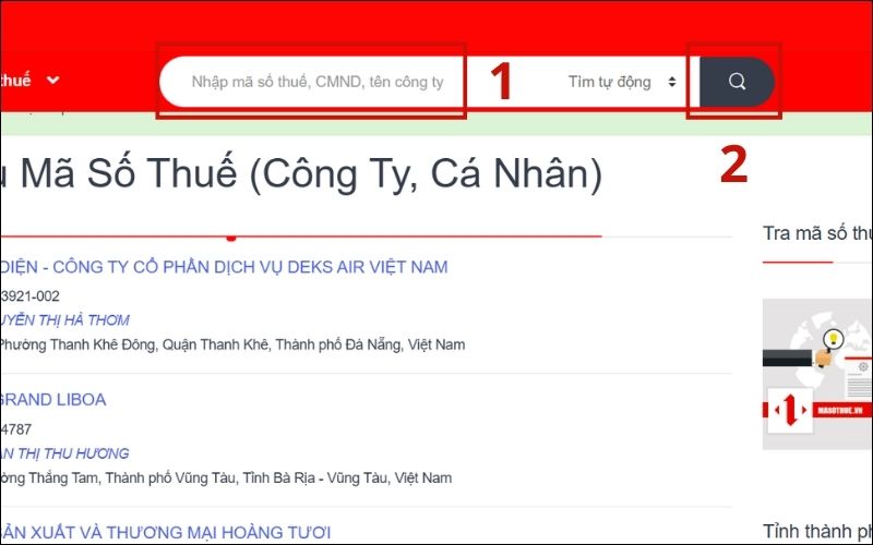 Tra cứu mã số thuế doanh nghiệp trên trang Tra cứu Mã số thuế
