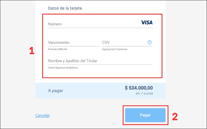 Điền thông tin thẻ