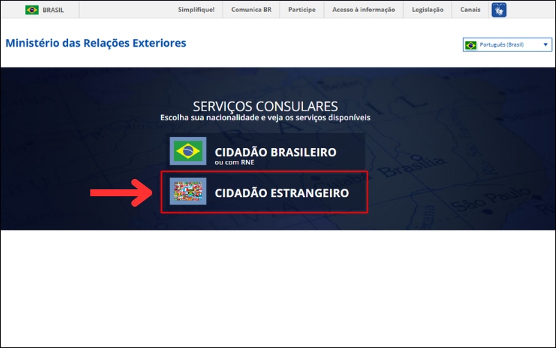 Truy cập web visa Brazil
