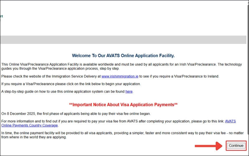 Truy cập visa Ireland