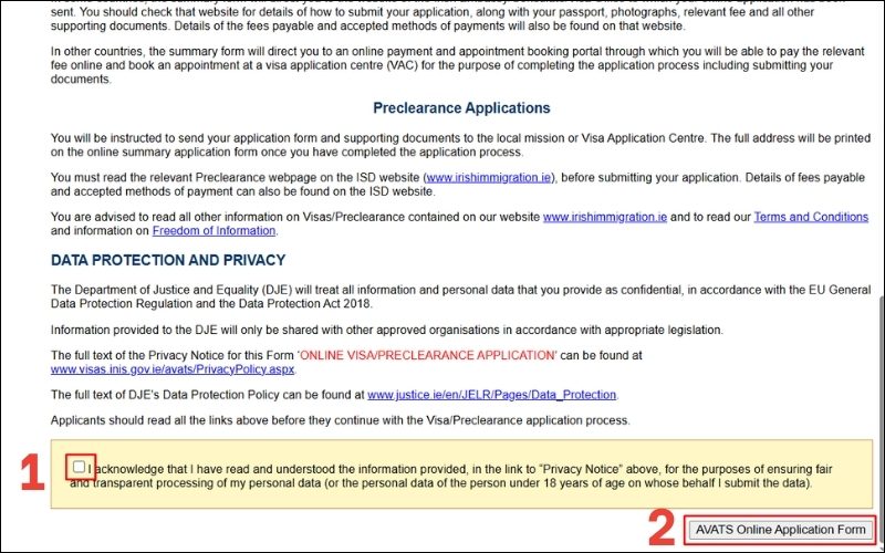 Điều khoản visa Ireland