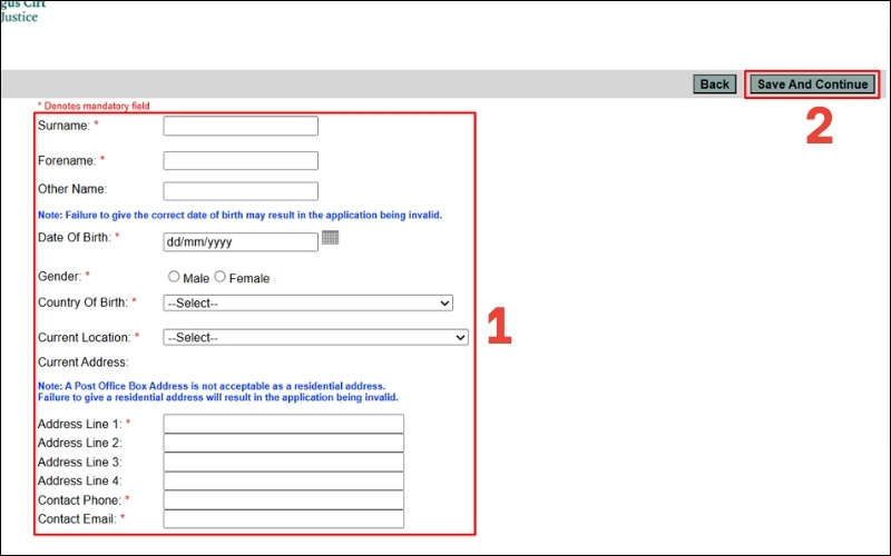 Tiếp tục điền tờ khai
