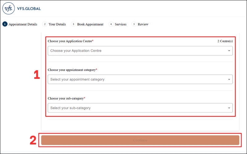 Chọn trung tâm nộp visa