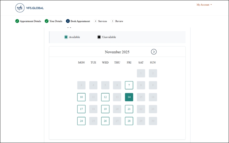 Chọn ngày đặt hẹn visa Malta