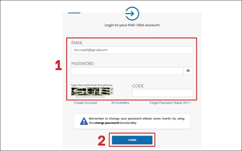 Đăng nhập visa Pakistan