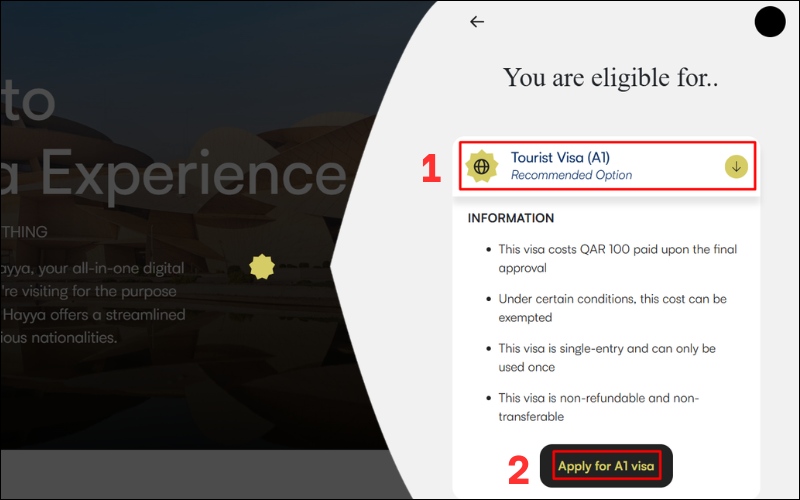 Chọn Tourist visa Qatar