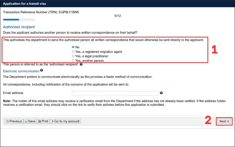 Tiếp tục chọn thông tin
