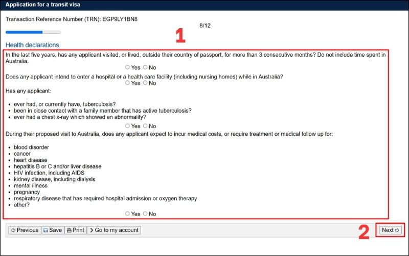 Trả lời tình trạng sức khỏe