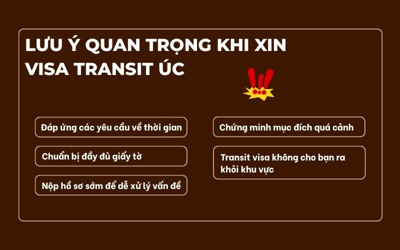 Lưu ý khi xin vias transit Úc