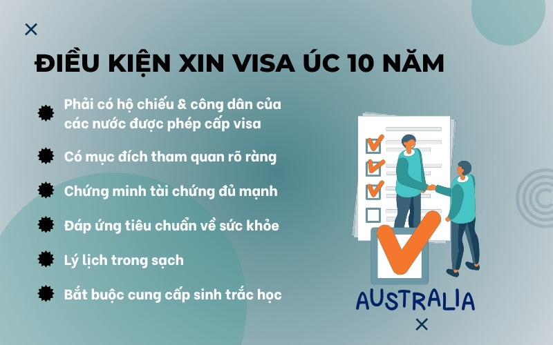 Điều kiện xin visa Úc 10 năm