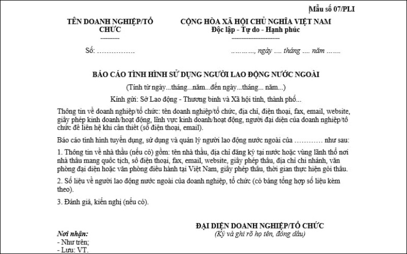 Mẫu báo cáo