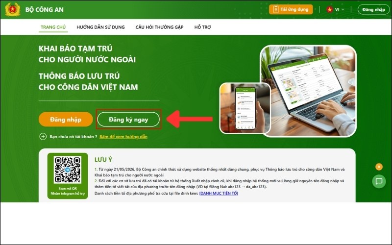 Đăng ký khai báo tạm trú cho người nước ngoài