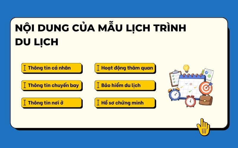 Nội dung mẫu lịch trình du lịch