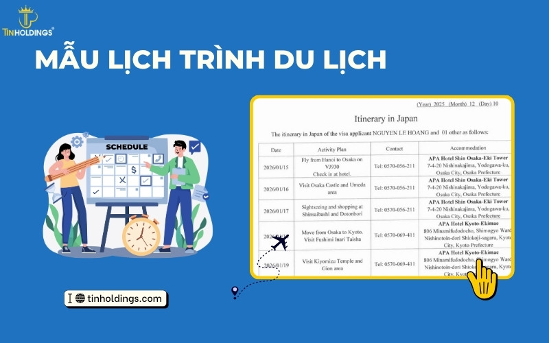 Mẫu lịch trình du lịch