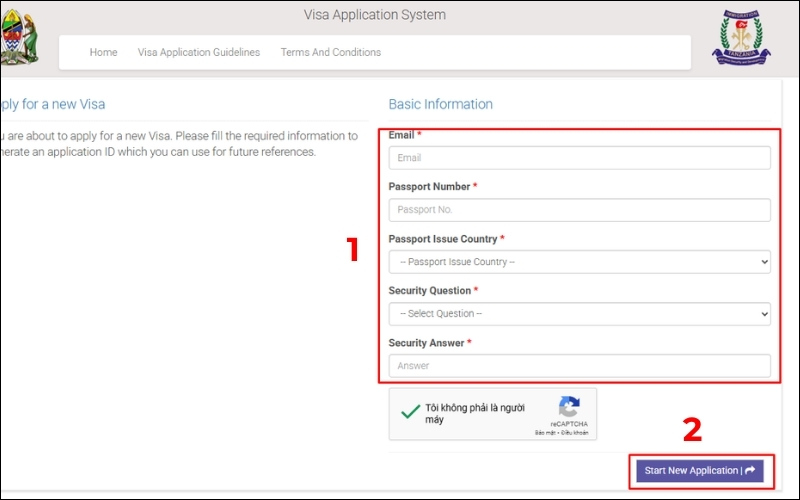 Nhập thông tin visa Tanzania