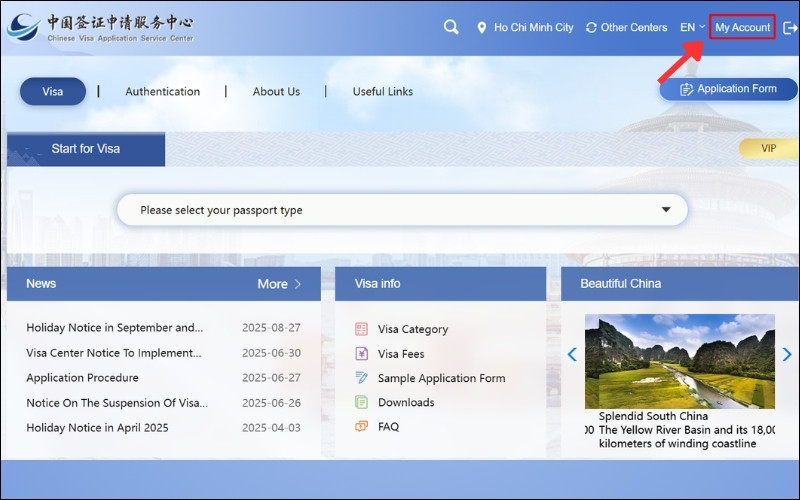 Chọn My Account