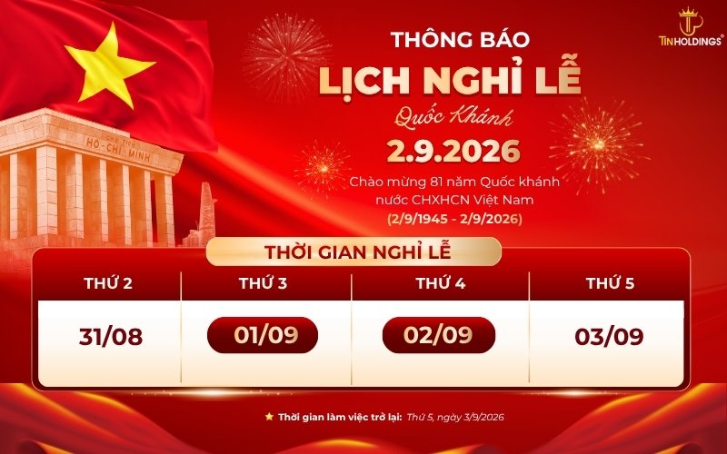 Lịch nghỉ lễ Quốc khánh ngày 02/09/2026