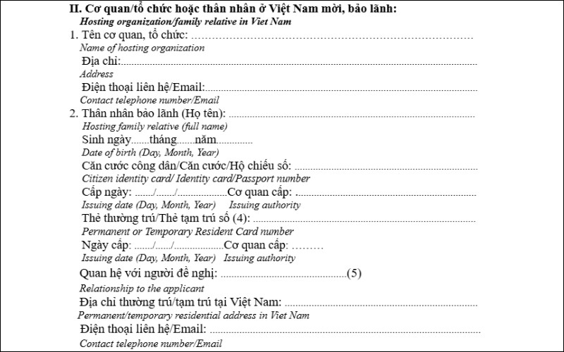 Cơ quan bảo lãnh mẫu gia hạn visa cho người nước ngoài
