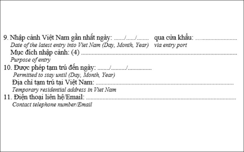 Thông tin nhập cảnh mẫu NA8